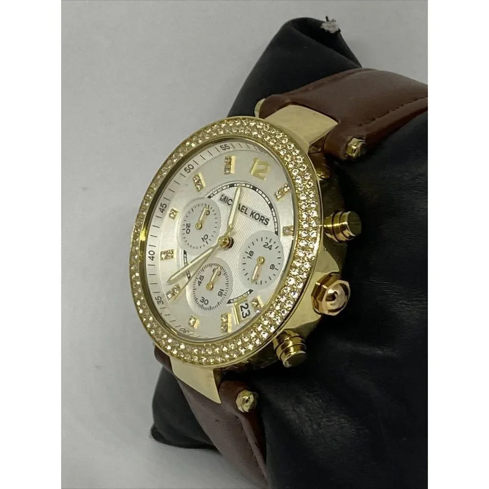 Michael Kors Parker MK-5354 Women's Brown Leather Analog Dial Quartz Watch VK445